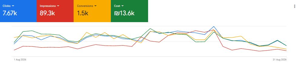צילום מסך מחשבון Google Ads – עסק בתחום הספא